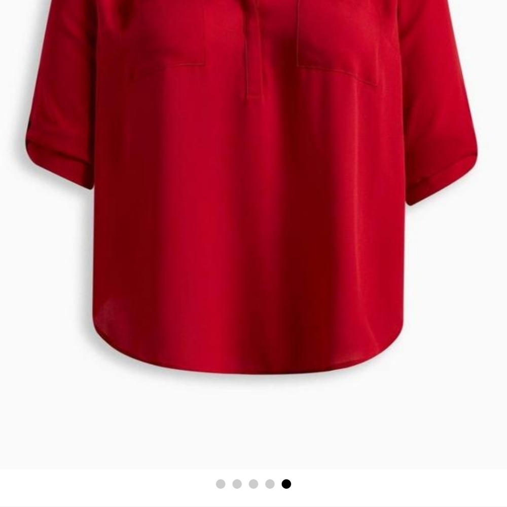 Torrid NWT Size 4 Harper Georgette 3/4 Sleeve Women's Red Blouse - Picture 4 of 7